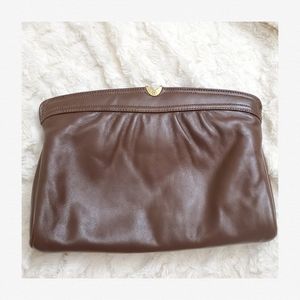 Etienne Aigner Flex Frame Clutch Vintage Leather